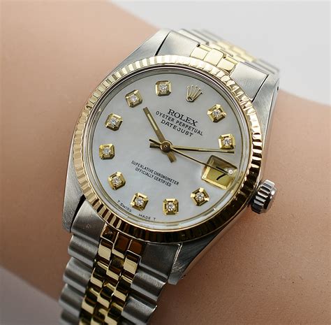 rolex women gold and silver|18k gold ladies rolex watch.